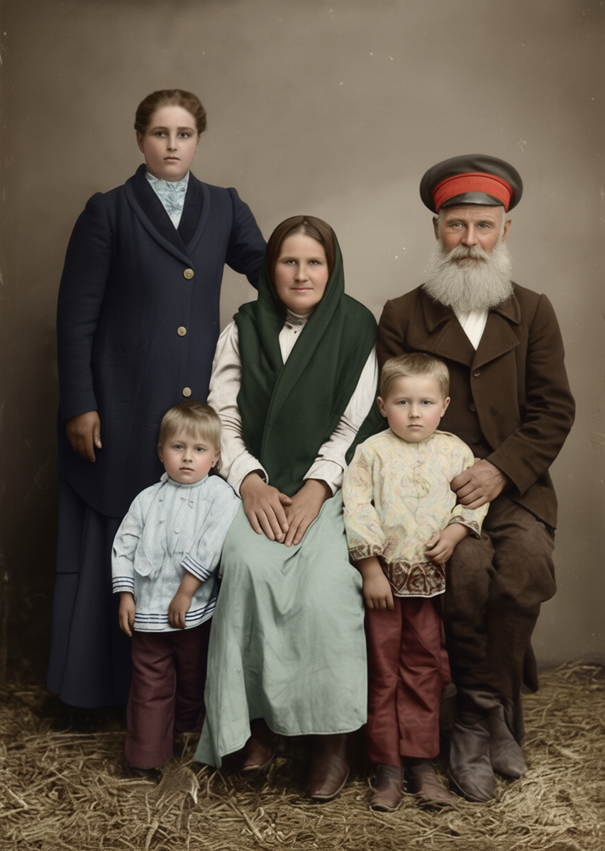 Может, один из этих сорванцов и есть наш герой Михаил? На фото его родители: Максим и Мотрона.