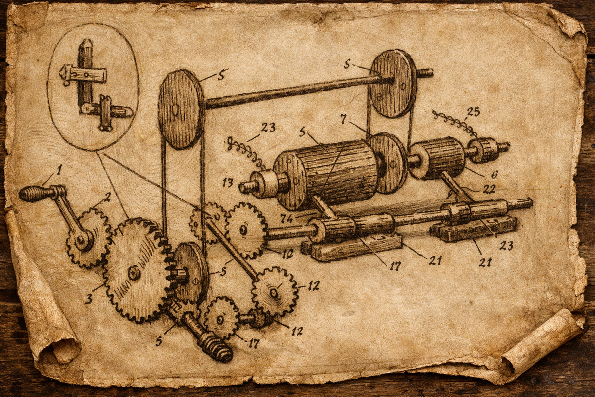 Чертежи механизмов токарных станков Андрея Нартова XVIII век