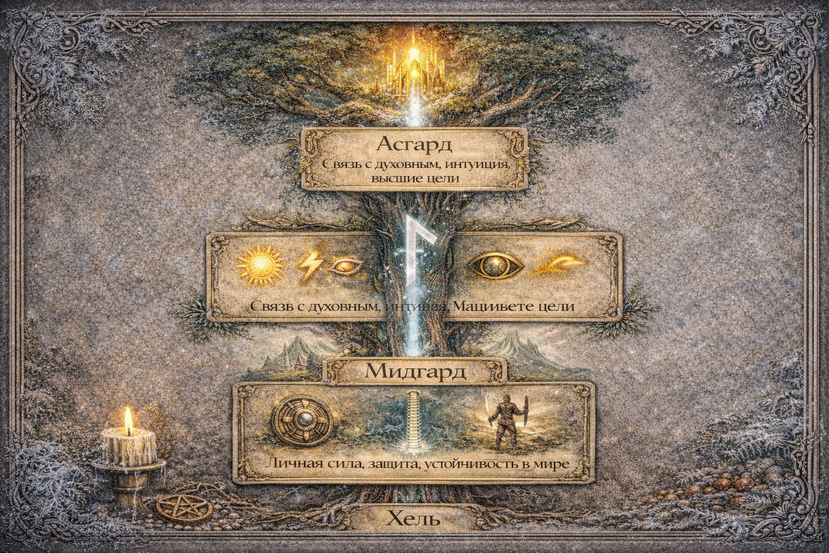 руна эйваз значение - схема символа защиты, тиса, связи миров и внутренней силы.  📷
