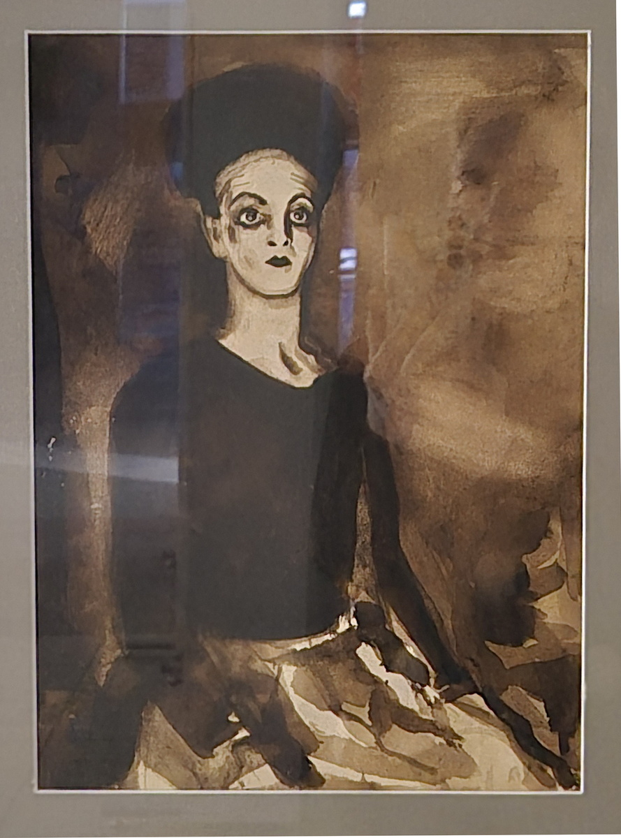 В.Рындин. Артист Николай Ганшин в роли Кири Куки в спектакле «Багровый остров» в Камерном театре. 1928, бумага, гуашь. Постановка А.Таирова по пьесе М.Булгакова, 1928 г., Москва. Художник-постановщик В.Рындин. Работа из собрания Музея Актуального Реализма, экспонируется на выставке НОВОЕ-2025 