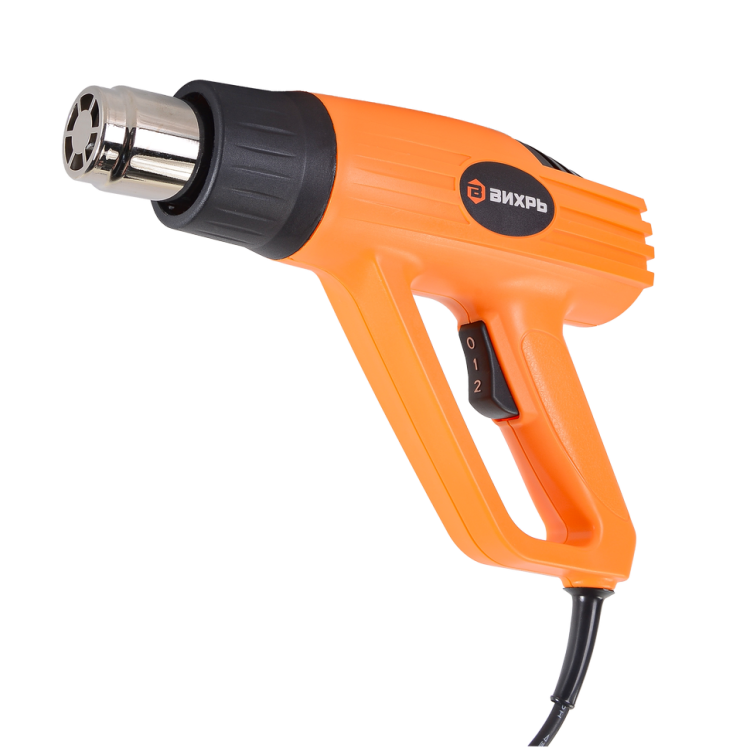 Термопистолет (фен промышленный) Вихрь ТП-2000: 2000 Вт, 300/500 л/мин, 550 °C, 0.75 кг