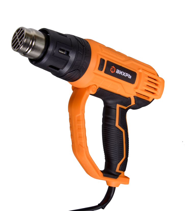 Термопистолет (фен промышленный) Вихрь ТП-2000Р: 2000 Вт, 350/350/500 л/мин, 550 °C, регулировка температуры, 0.88 кг