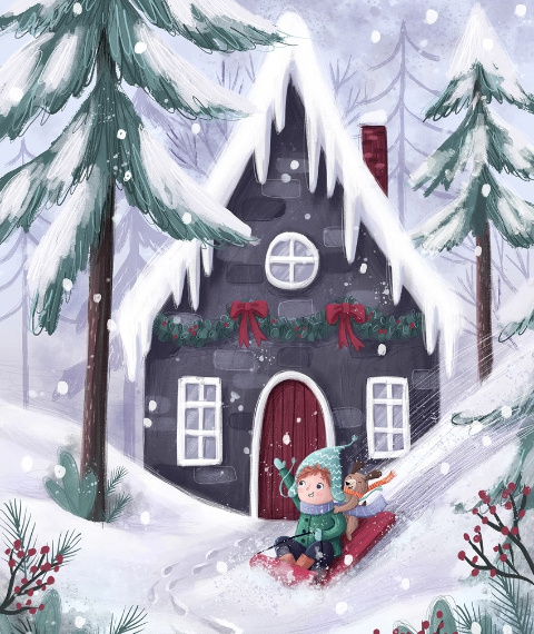 Зимние иллюстрации от Natalie Merheb.Источник изображения : Яндекс картинка.