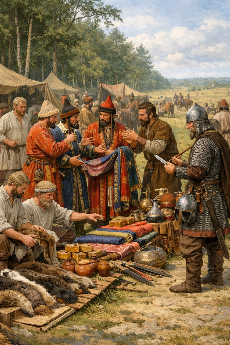 Торговая встреча на границе леса и степи в IX веке