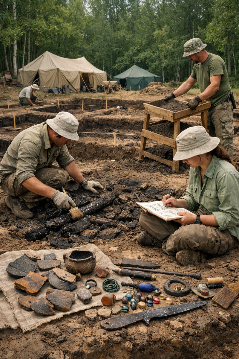 Археологическая экспедиция на раскопе славянского поселения