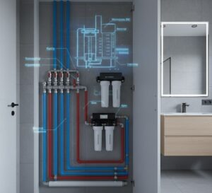    Правильная коллекторная разводка исключает перепады давления и обеспечивает легкий доступ к управлению каждой точкой потребления в доме.