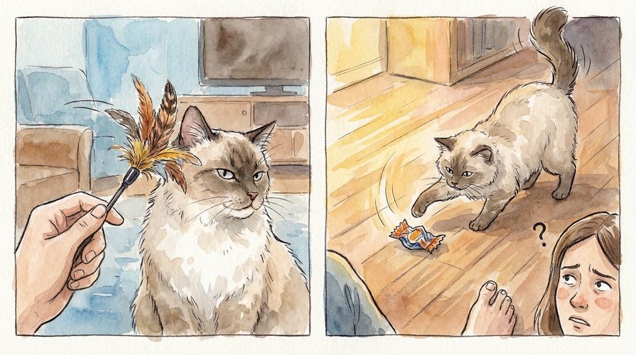 кот не играет с игрушками