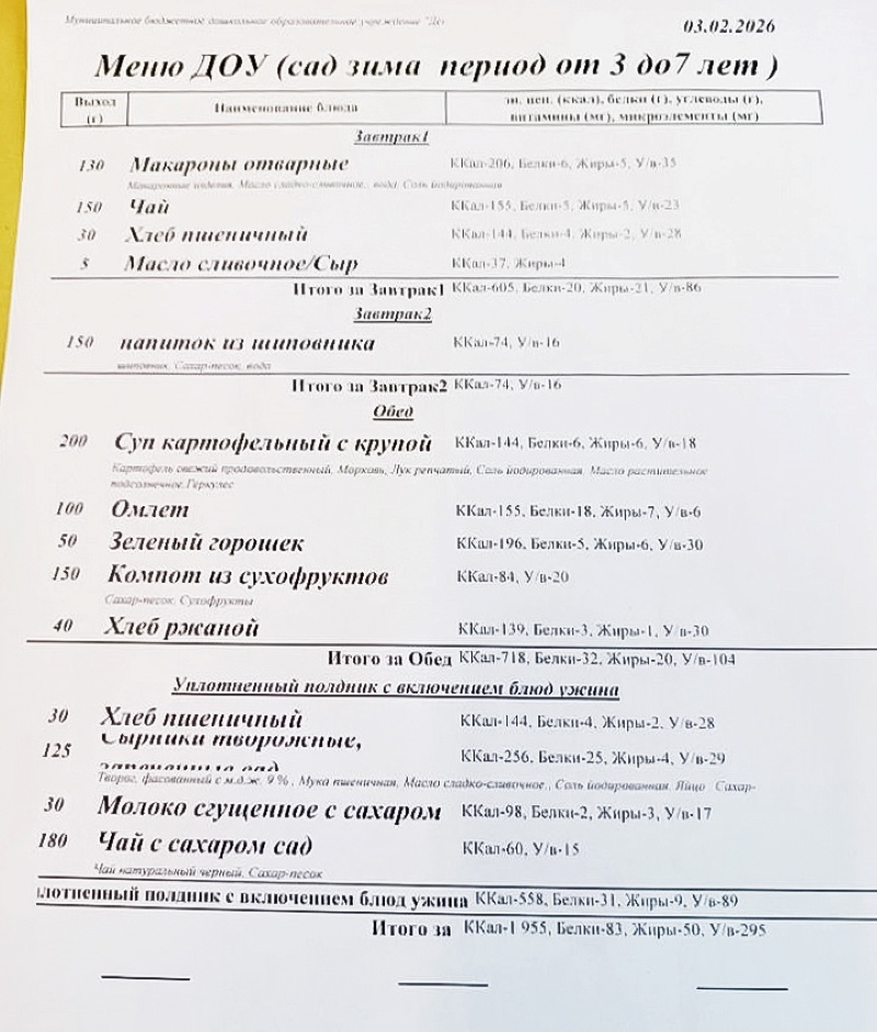 «Богатое» меню в детсаду — ни мяса, ни рыбы, ни фруктов