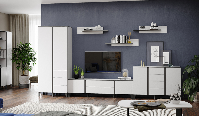 Модульная гостиная Амара белый-серый графит