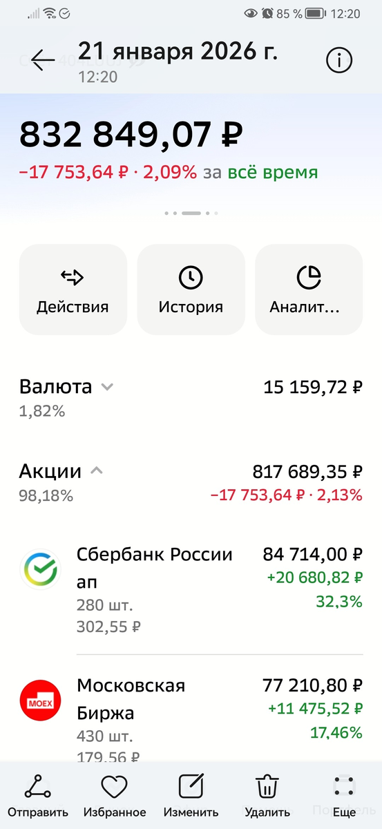 Фото брокерского счёта.