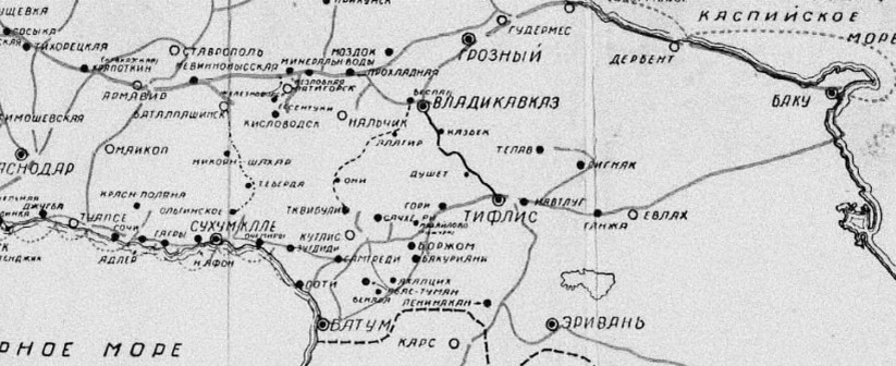 Нефтепровод Баку-Батуми на карте