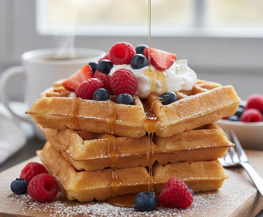Домашние вафли с ягодами