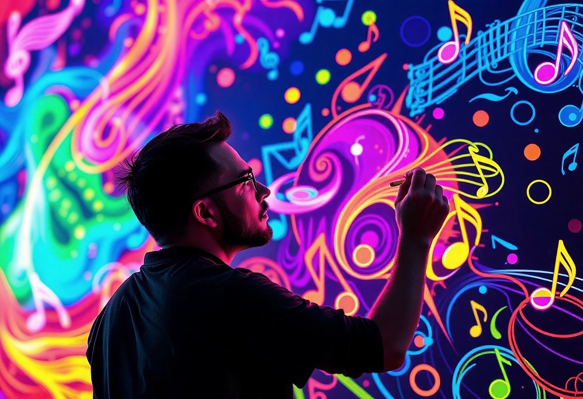 Создание неоновой картины // Фото: генерация нейросети от Туристического портала Крыма