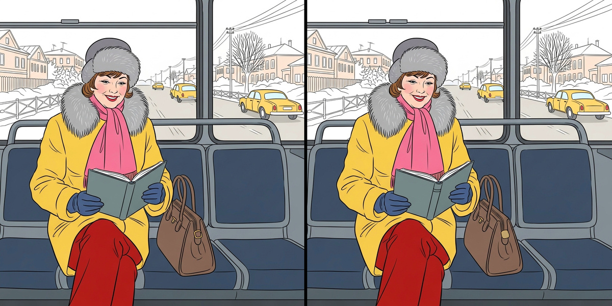 Женщина читает в транспорте