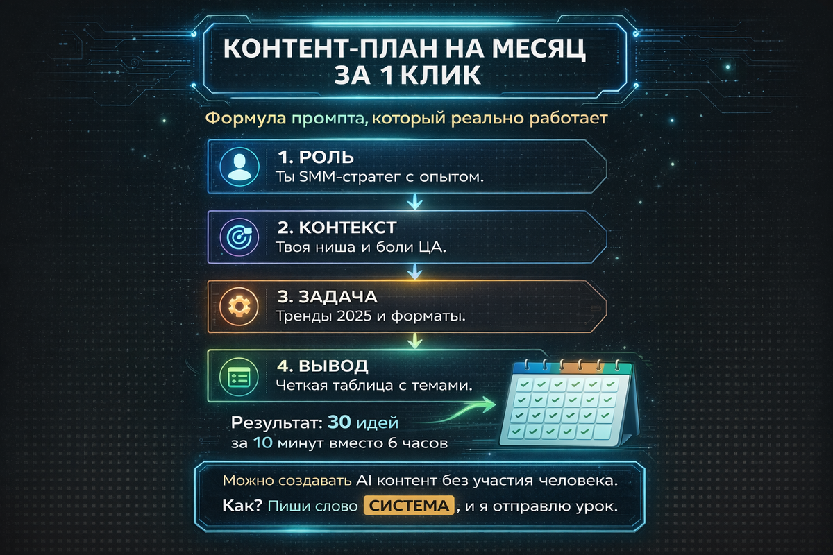 Промпт для контент-плана: готовый шаблон на месяц + разбор Оксана Солдатова