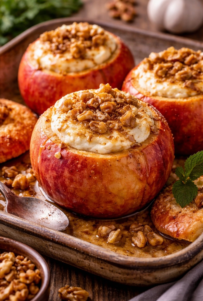 Запечённые яблоки с кремовой начинкой