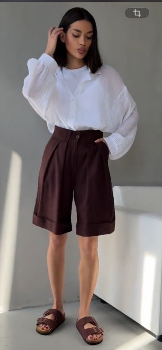 🟤Женские бермуды Flyly в хорошем состоянии. Размер 44 российский.