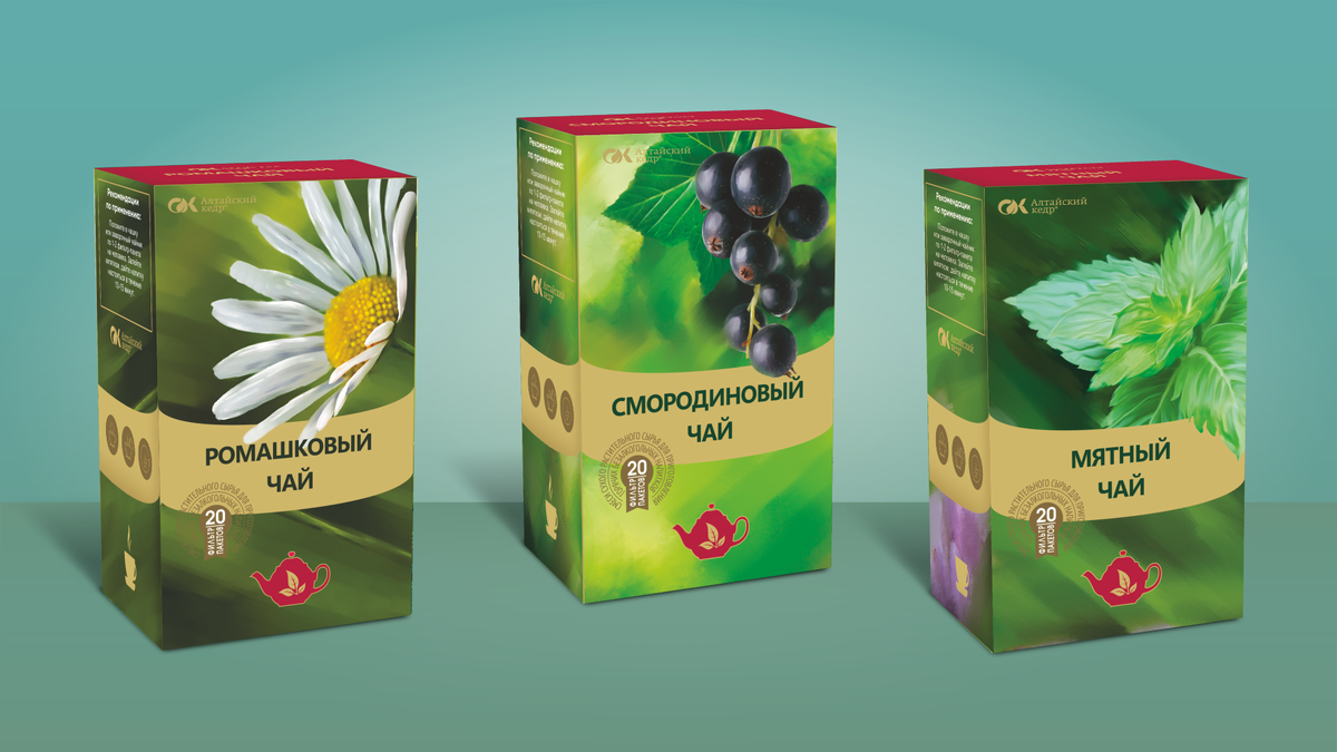 Новинки Ромашковый, Смородиновый и Мятный чай от компании "Алтайский Кедр"