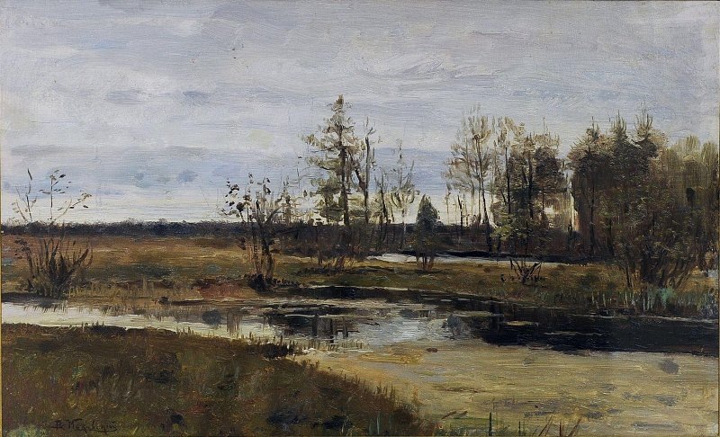 Владимир Маковский. Ранняя весна. Этюд. XIX в. Дерево, масло. Собрание Оренбургского областного музея изобразительных искусств.