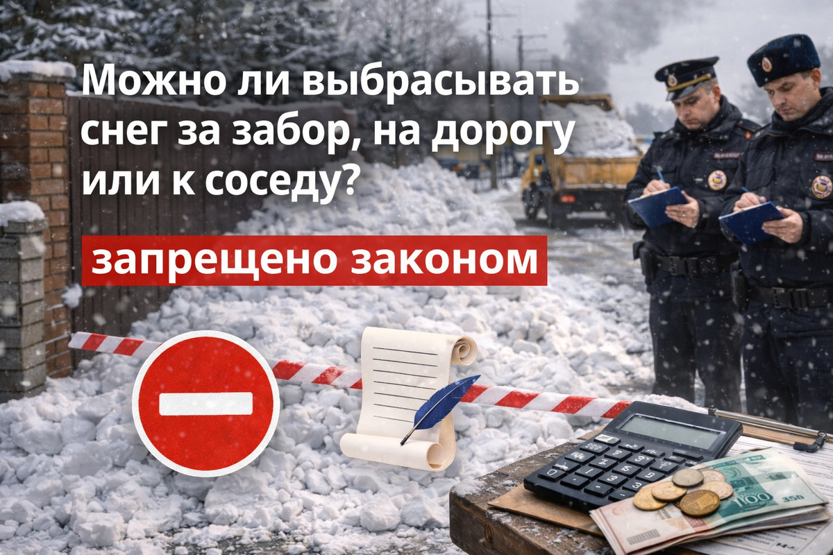 Запрещено выбрасывать снег за забор