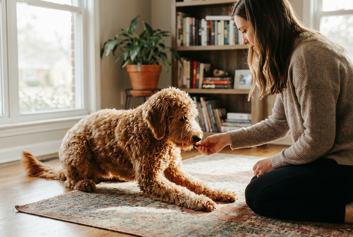 Дрессировка собаки команде лежать