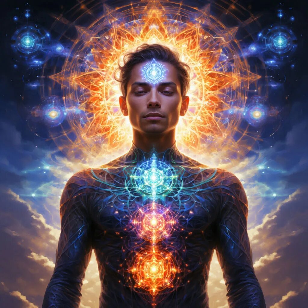 Чакры. Иллюстрация сгенерирована нейросетью