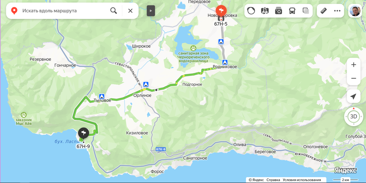 Маршрут на море