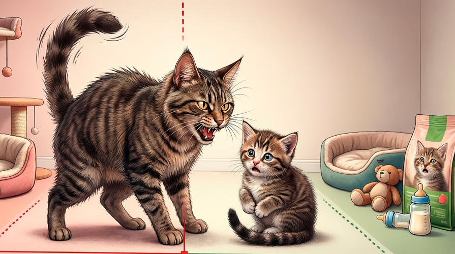 кошка шипит на кота