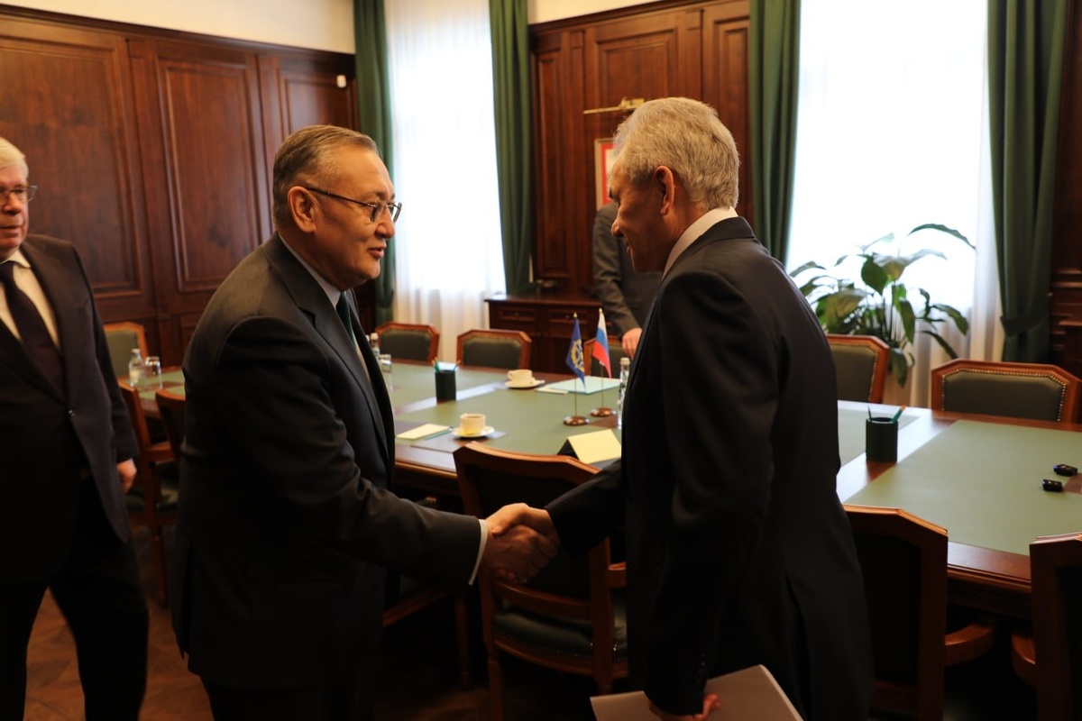   Таалатбек Масадыков (слева) и Сергей Шойгу (справа). Источник фото: пресс-служба ОДКБ.