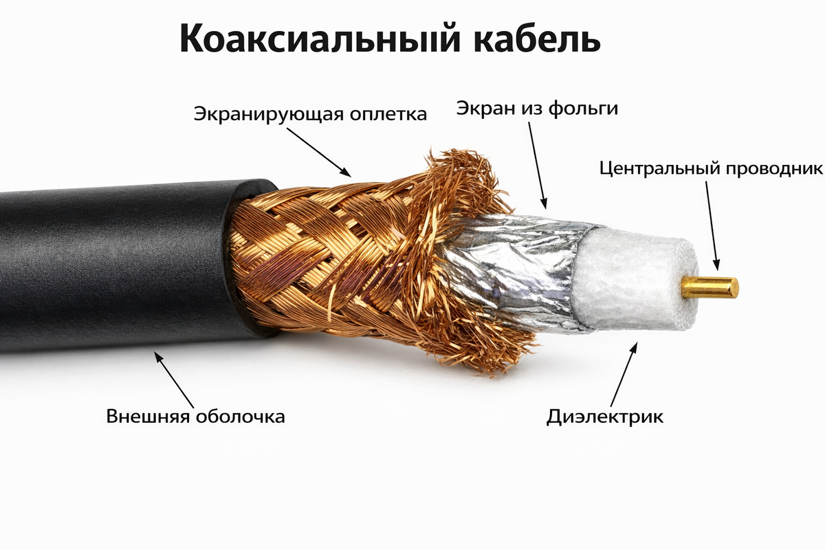 Коаксиальный кабель для видеонаблюдения 