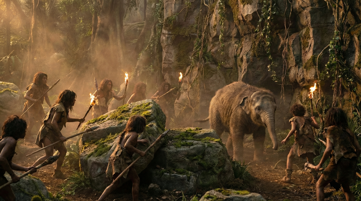 Атаковали хоббиты в основном слонят, предварительно отбивая их от стада