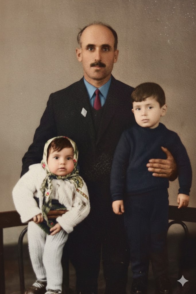 Я (Давид Дасаниа) с папой (Мканом Дасаниа) и младшей сестрой Гундой