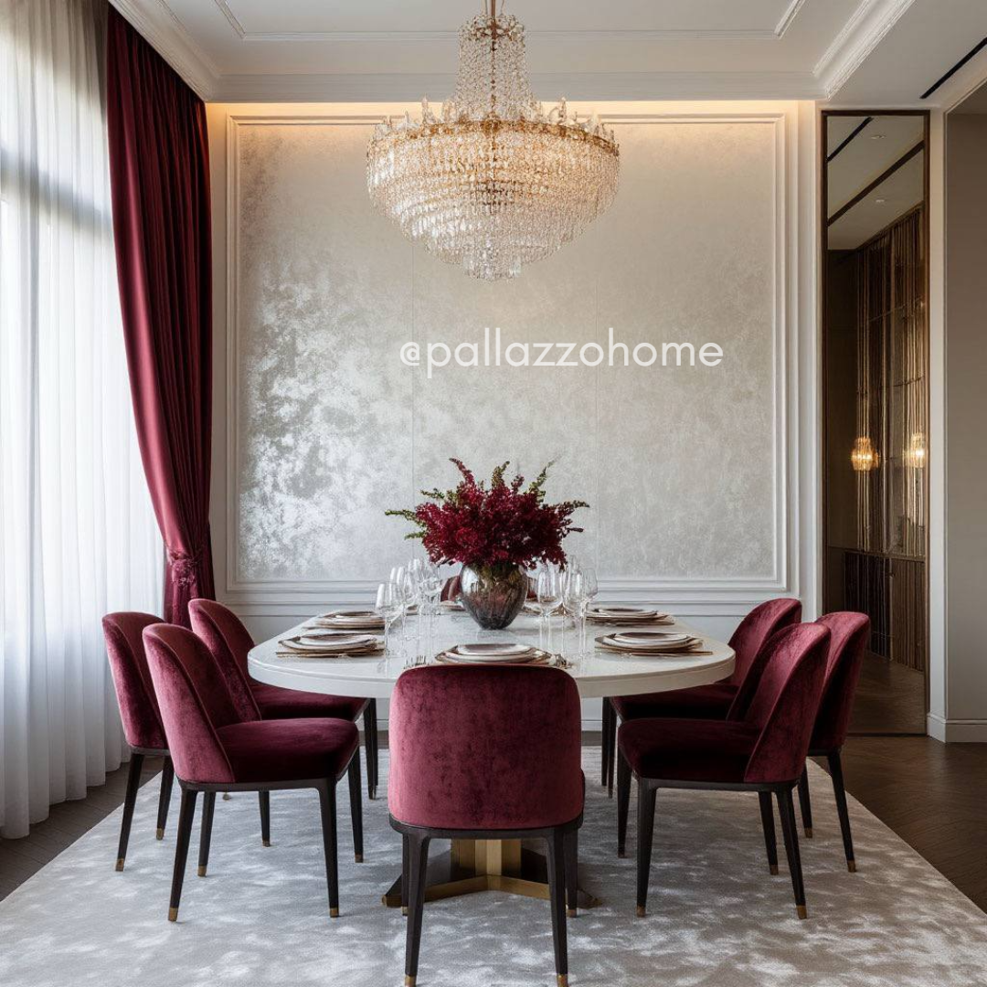 Декоративное покрытие «шёлк» в классическом интерьере гостиной: светлая фактурная стена с мягким переливом, подчёркнутая архитектурными молдингами и тёплым освещением.