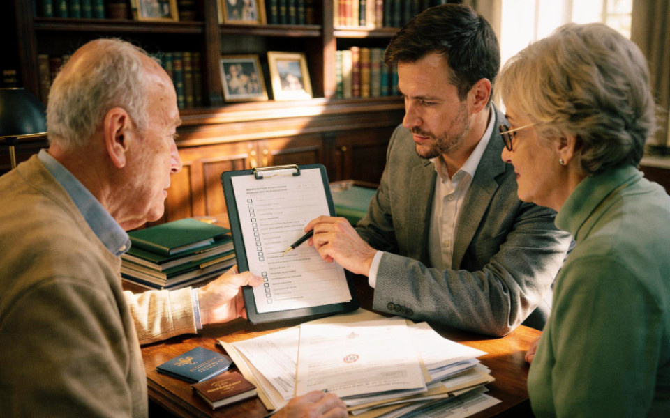 Собственники и специалист обсуждают, какие документы нужны для сделки купли-продажи квартиры