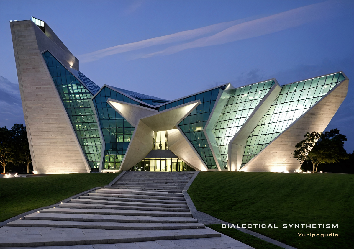 Архитектурная фантазия (рисунок от руки + визуализация «ИИ»). Ю. Погудин