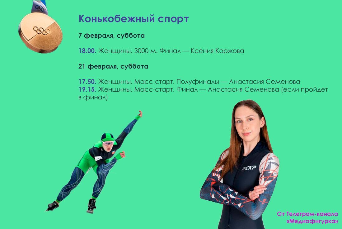 Расписание Олимпиады-2026 в Милане от Телеграм-канала «Медиафигурка»