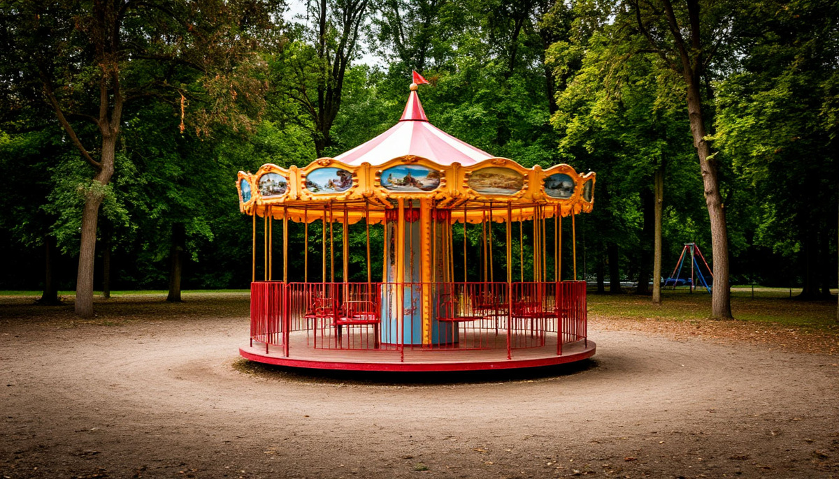 Пустота там, где должна быть жизнь. Карусель без катающихся, пустая площадка
