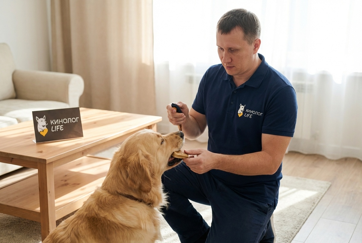 Собака грызет диван в квартире