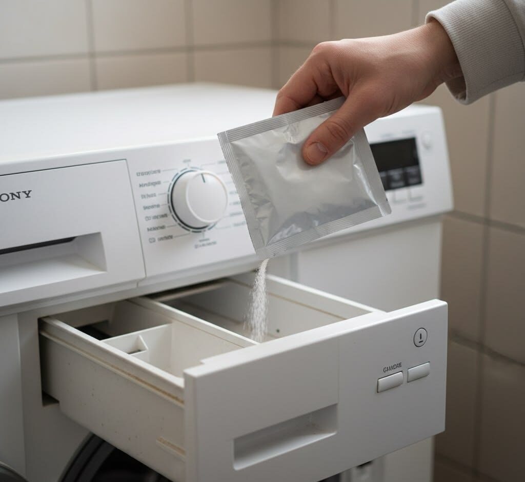    Засыпайте лимонную кислоту именно в лоток, чтобы она прошла через всю систему и равномерно очистила ТЭН и патрубки.