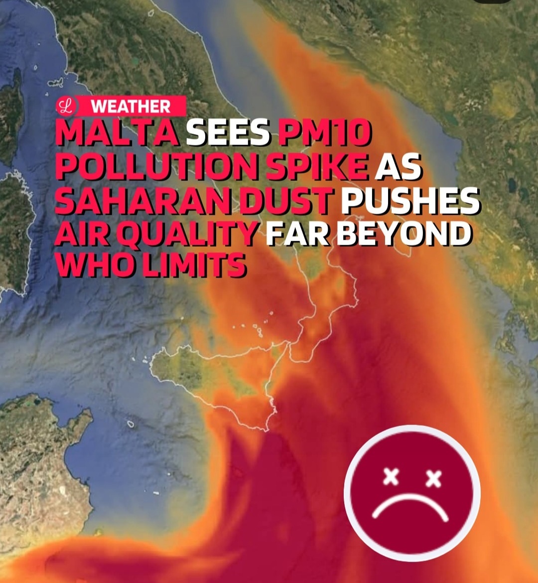 Карта движения песчаной бури из Сахары