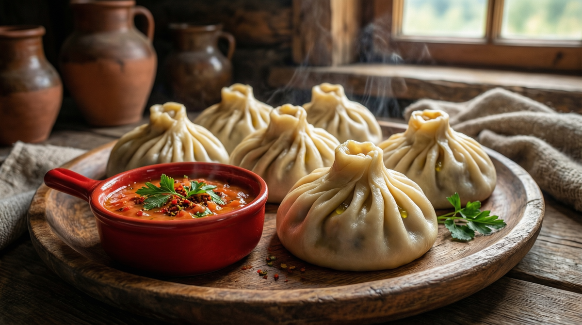 Хинкали с острым соусом