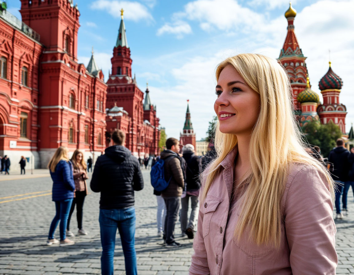 ИИ видит Красную площадь по своему, но я тоже блондинка)