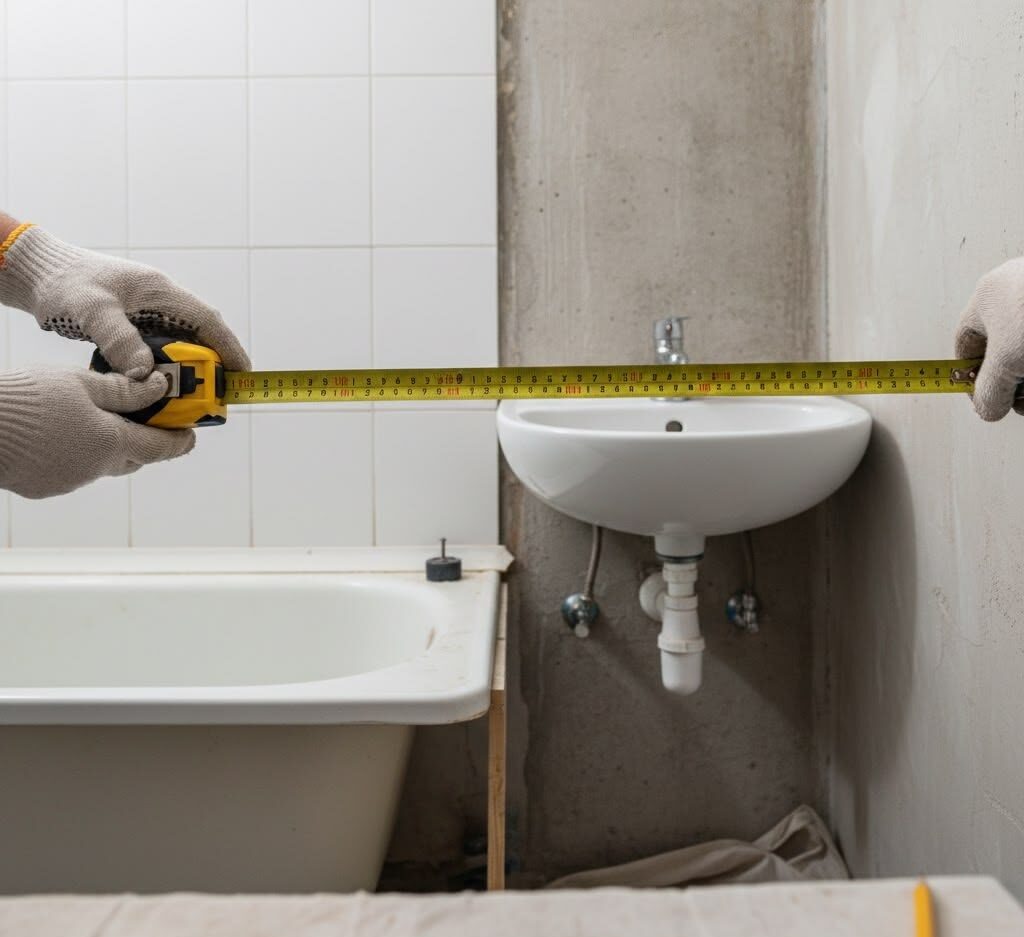 При планировке 3 кв. м критически важно замерять каждый сантиметр: стандартная ванна часто не оставляет места для полноценной раковины.  📷
