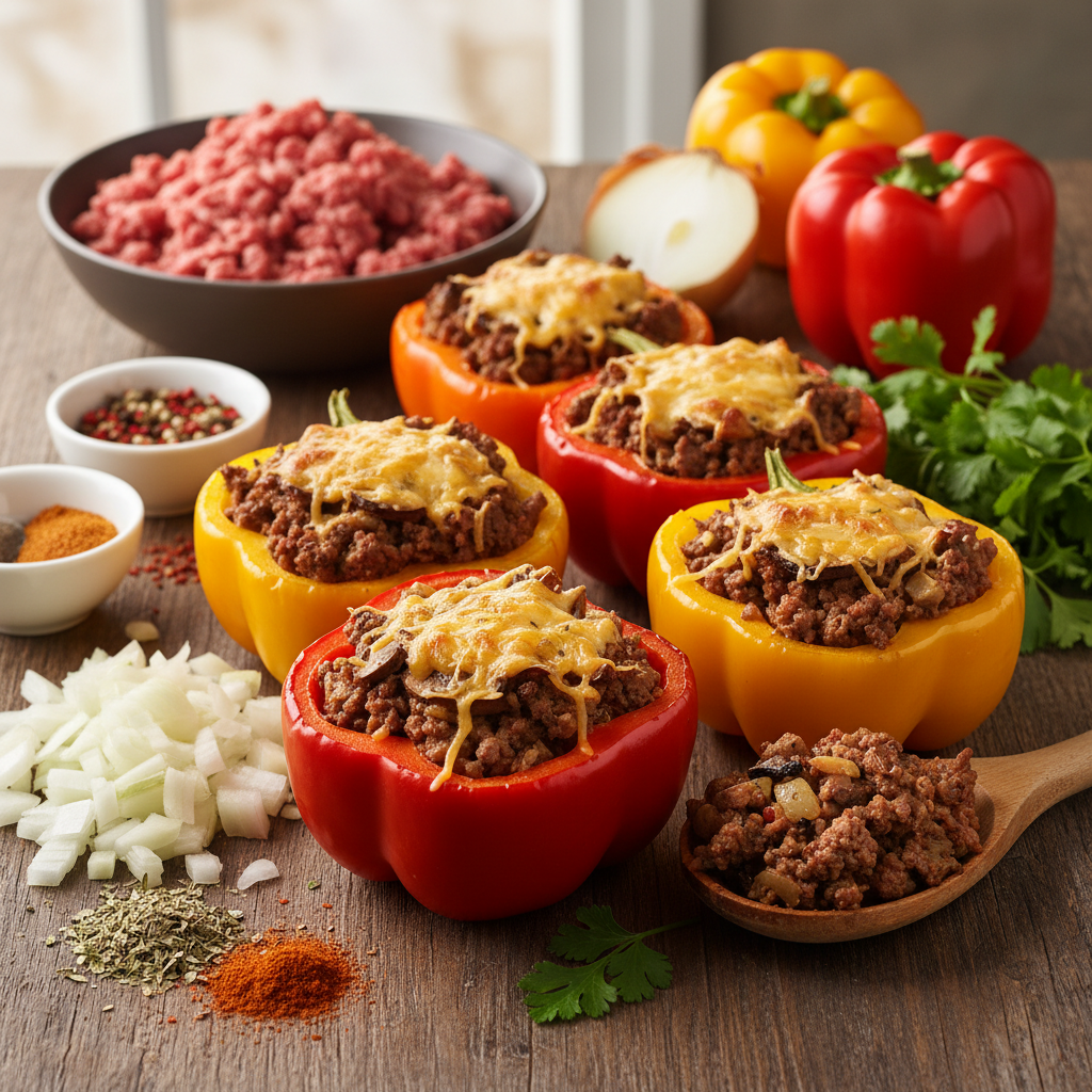 Фаршированные перцы: аппетитный разрез, сочная мясная начинка