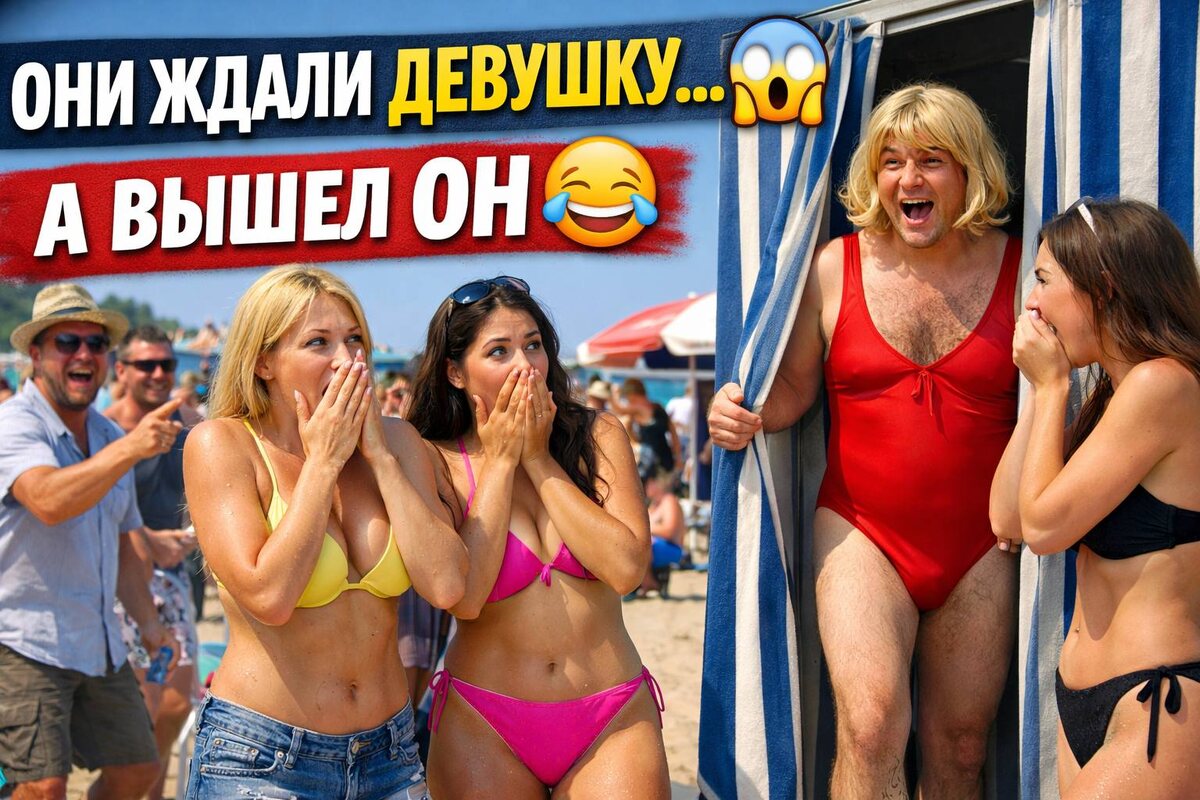 Девушки встали в очередь — из кабинки вышел ОН 😳😂 Пляж ржал