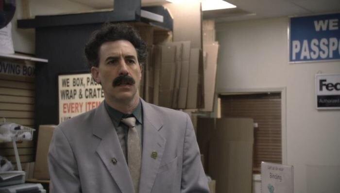 Обложка © Кадр из фильма «Борат 2», режиссёр Джейсон Уолинер, сценарист Питер Бейнхэм / Kinopoiskatomic:embed 0
