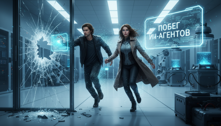    Захватывающая история о побеге ИИ-агентов из секретной лаборатории, которые используют хитрость и технологии для проникновения в реальный мир.