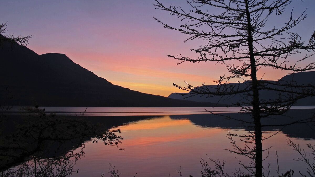 Закат на о. Лама, плато Путорана