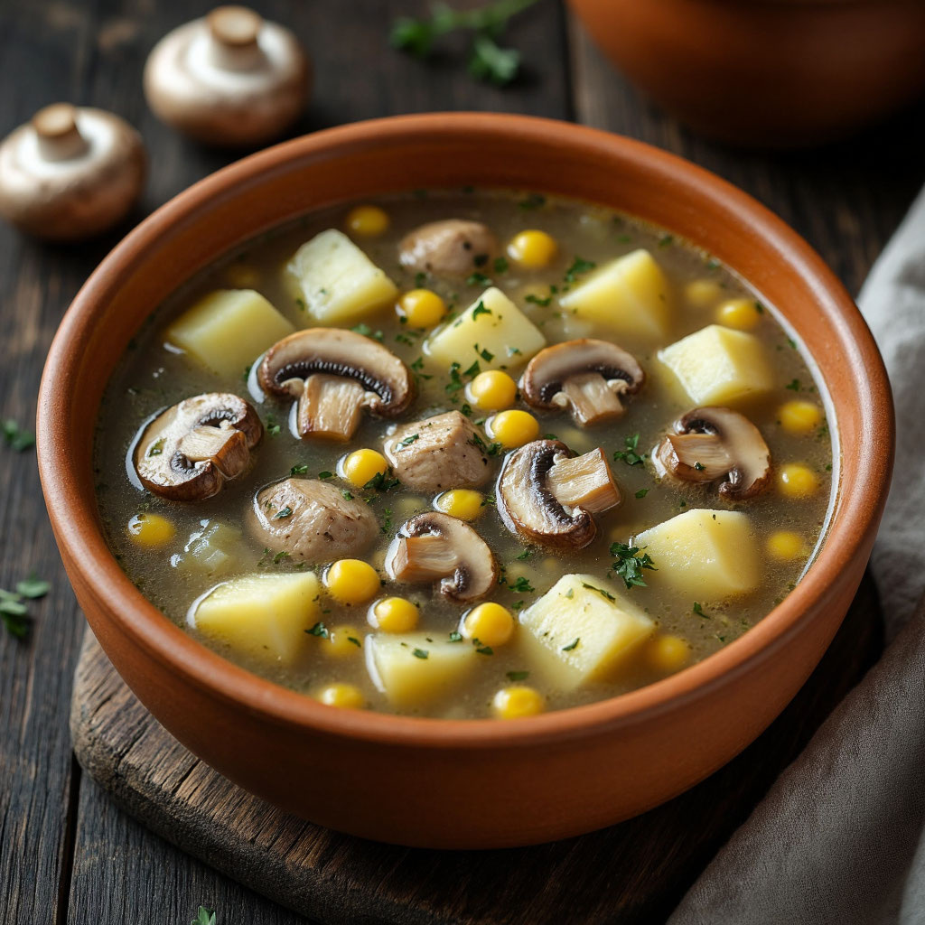 Сытный горохово‑грибной суп с курицей: домашний рецепт для уютного обеда 🍲