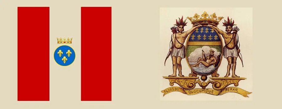 Справа герб французской Ост-Индской компании